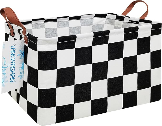 LANGYASHAN Rectangular Storage Bin Collapse Canvas Fabric Cartoon Storage Basket with Handles for... | Amazon (US)