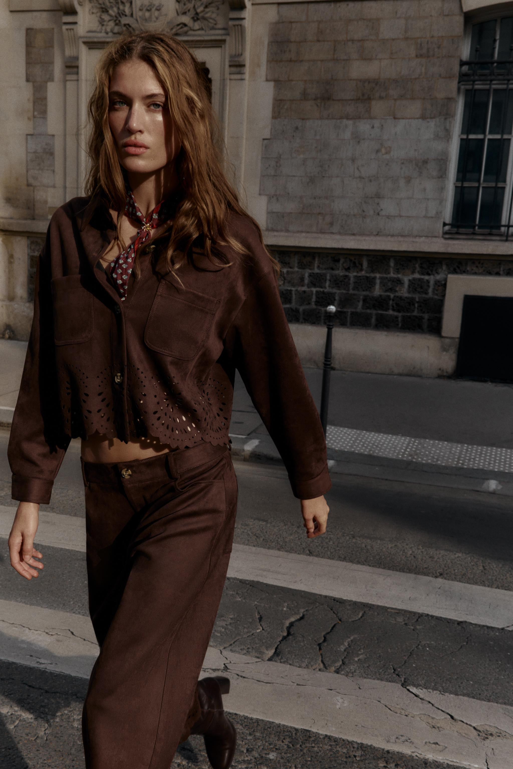 DIE-CUT HEM FAUX SUEDE JACKET | Zara US