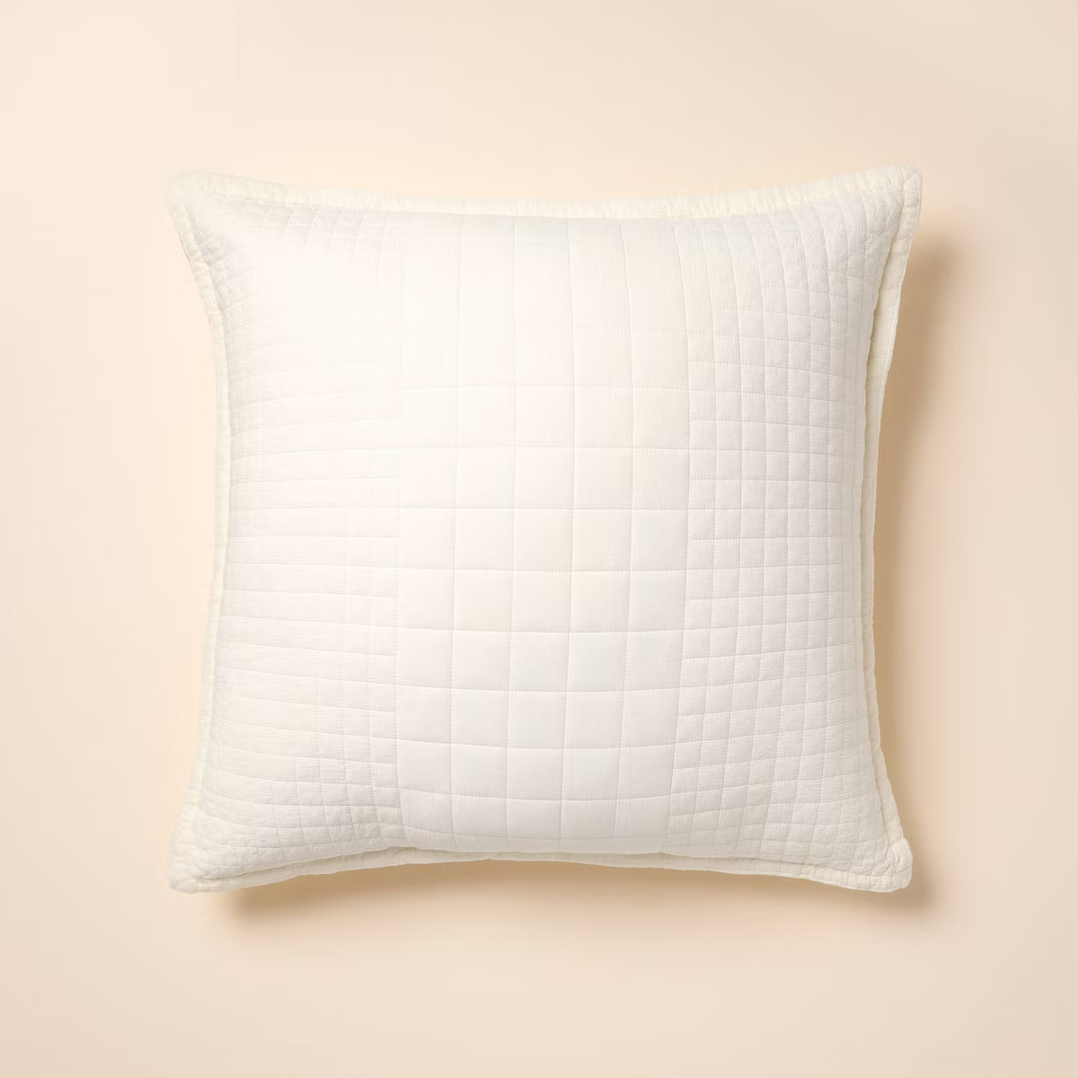 26"x26" Quilt Euro Square Throw Pillow Sour Cream - Hearth & Hand™ with Magnolia | Target