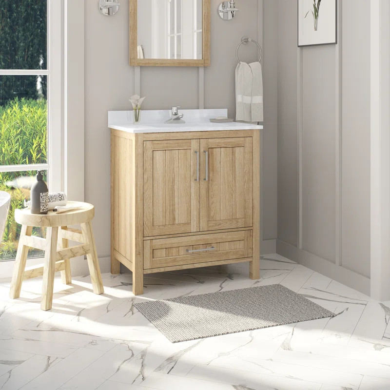 Kansas 30'' Single Bathroom Vanity with Engineered Marble Top | Wayfair North America
