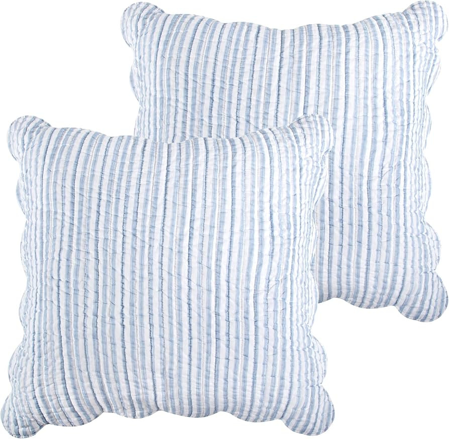 Levtex Home - Martha Stripe - Euro Sham Set of 2 - Stripe - Blue and White - (26x26in.), No Inser... | Amazon (US)