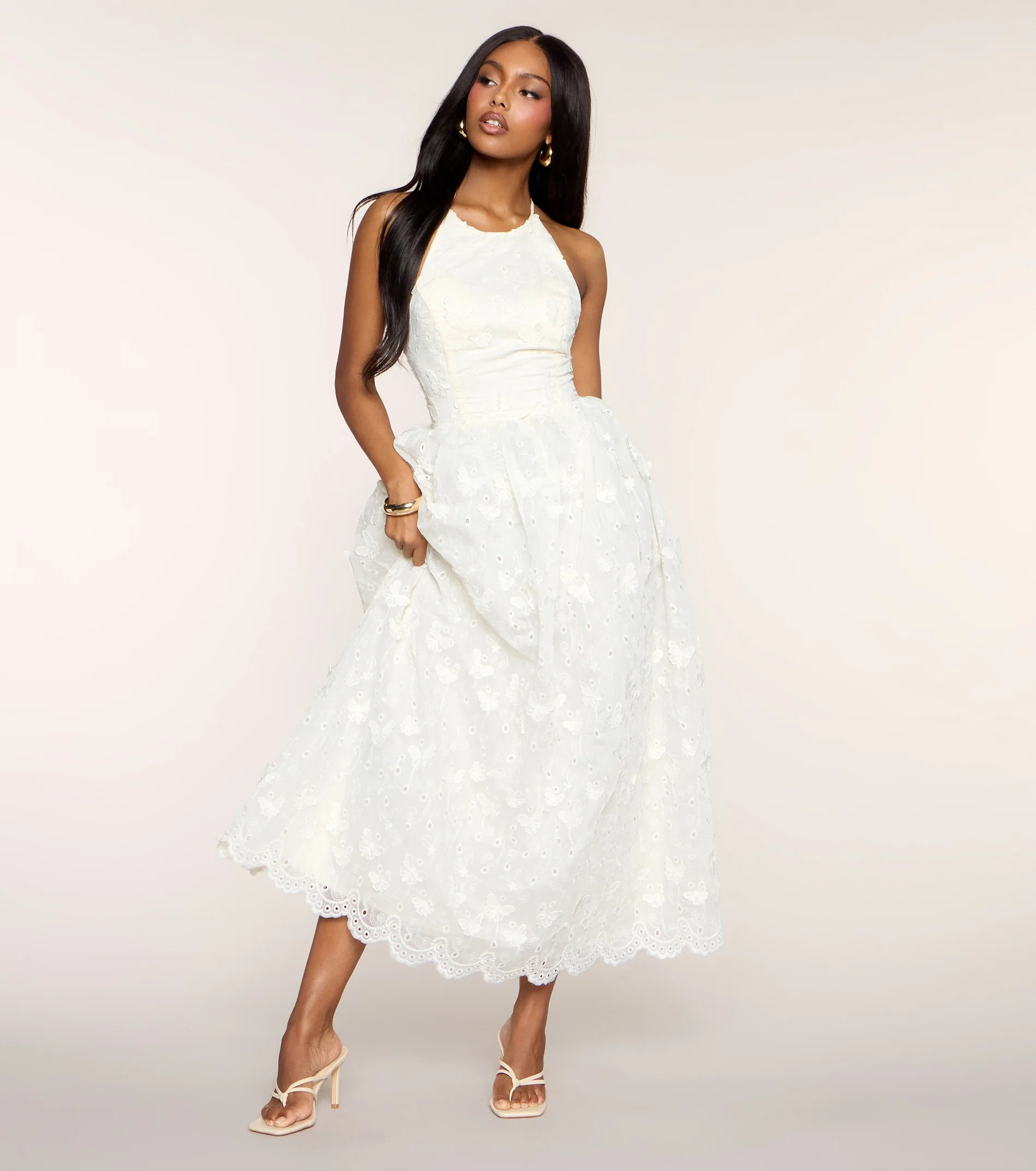AJ Eyelet A-Line Midi Dress | Windsor Stores