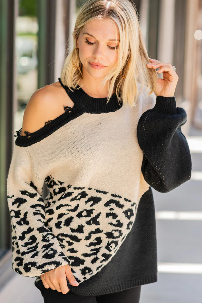 Fierce Love Black Leopard Colorblock Sweater | The Mint Julep Boutique