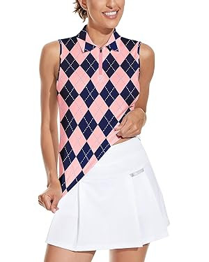 Soneven Womens Sleeveless Golf Shirt Moisture Wicking Athletic Golf Tank Top Printed Polo Tennis ... | Amazon (US)