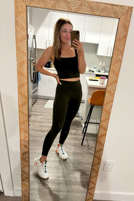 I have so many of these Amazon leggings and tops. My fav! Wearing small in both. The color is olive green. 
Metcon 5 shoes also my fav. 
Linking my little charm necklace I just got. LOVE!

#LTKGiftGuide #LTKfitness #LTKshoecrush