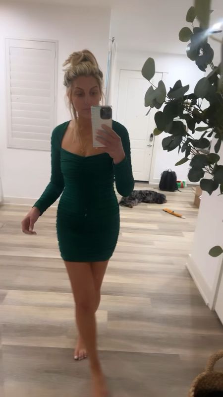 This green minidress is the perfect dress for your next holiday party! It’s so comfy & cute! It’s Michael Costello x REVOLVE & comes in 3 colors: Emerald, Taupe & Mauve. The Taupe & Mauve are marked down right now. I also linked some dupes from Amazon & Macy’s.

#LTKHoliday #LTKCyberWeek #LTKparties