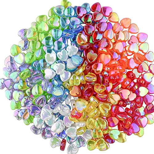 300 Pcs Acrylic Heart Shape Beads for Jewelry Making Craft DIY Bead Colorful Loose Beads for Bracelet Necklace Earrings Small Hole Beads Heart Shaped Spacer Beads Mini Heart Charms (8 Colors) | Amazon (US)