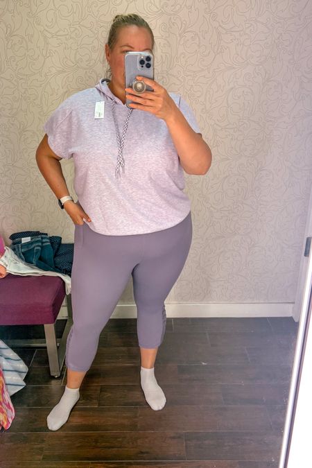 My love for purple is strong…and I just could not leave the store without this set! The leggings are a soft material but still compressive. The macrame design in the leg is so pretty also. This hoodie is a lightweight terry cloth material and great for summer. 

I’m wearing the 18 in both - fits TTS 

Plus size activewear 
Plus size cropped leggings 
Plus size leggings 
Plus size hoodie 
Plus size athleisure 

#LTKPlusSize #LTKSeasonal #LTKActive