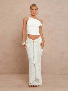 Lumalex All White Party Women Fall Modest Old Money Glitter Holiday Party Rave Festival Outing Sw... | SHEIN