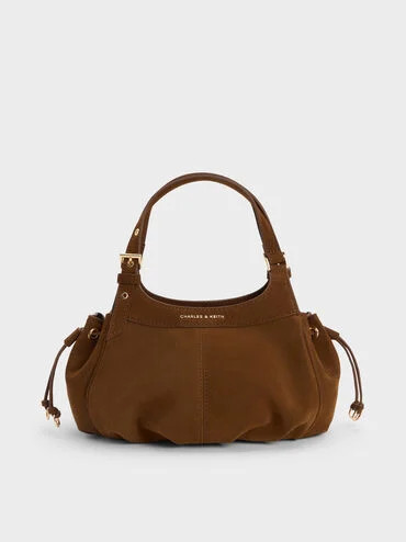 Pecan Brown Mini Lillith Drawstring Bucket Bag | CHARLES & KEITH | Charles & Keith US