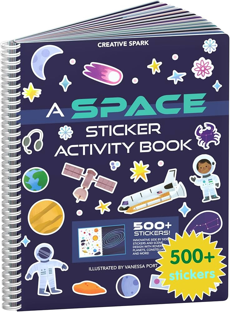 CUPKIN Outer Space Sticker Book for Kids 2-4, 500+ Kids Stickers 12 Coloring Pages, 12 Side by Si... | Amazon (US)