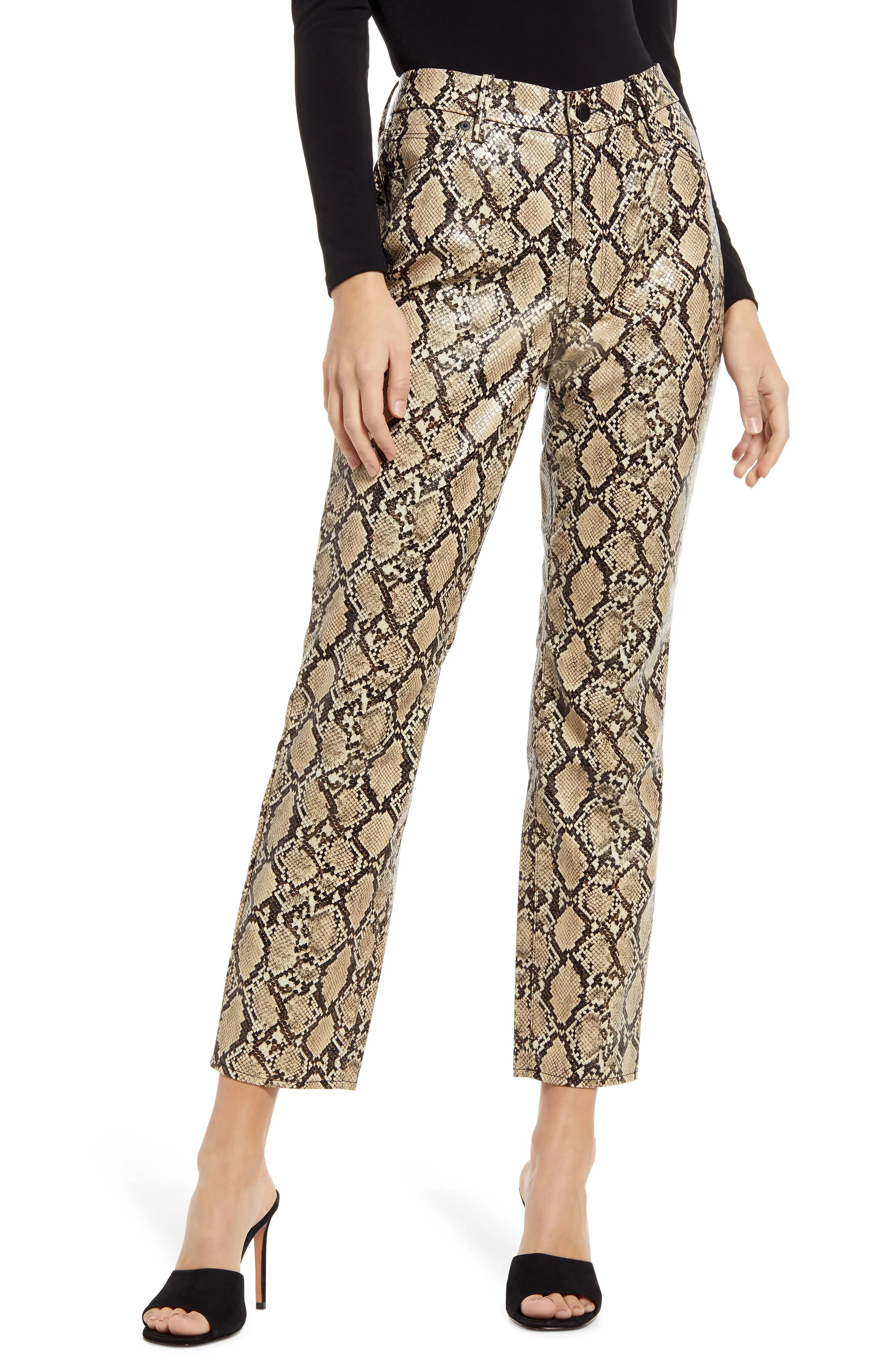 Good American Good Classic Snakeskin Print Pants in Neutral Snake002 at Nordstrom, Size 15 | Nordstrom