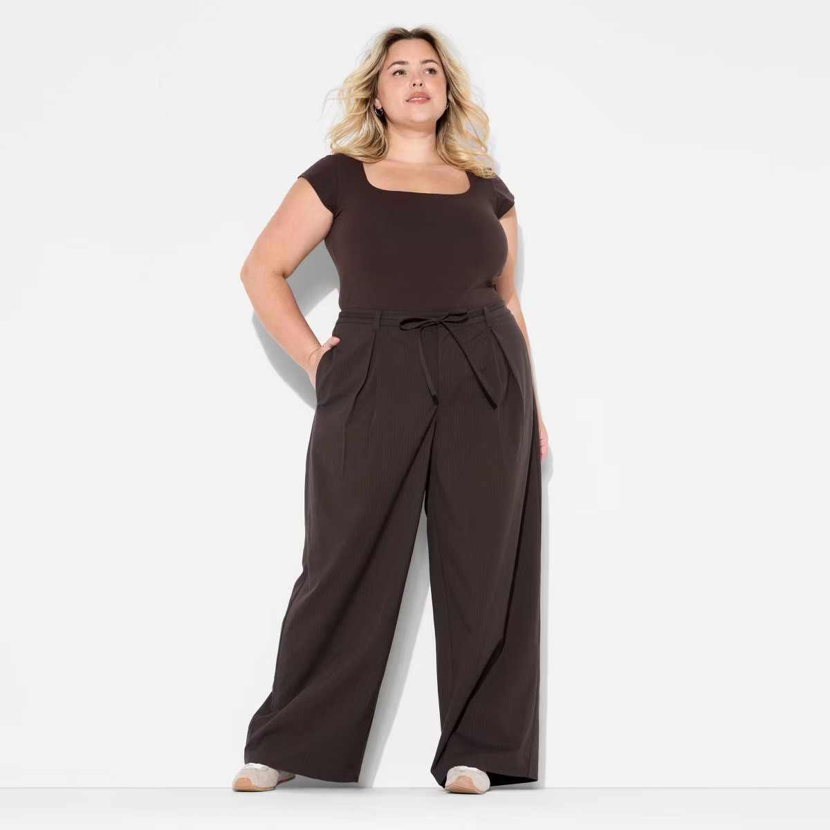 Women's Mid-Rise Waist Tie Slouchy Wide Leg Trousers - Wild Fable™ | Target