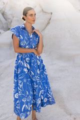 Belted Shirt Dress- Audubon Blue | Oliphant Design