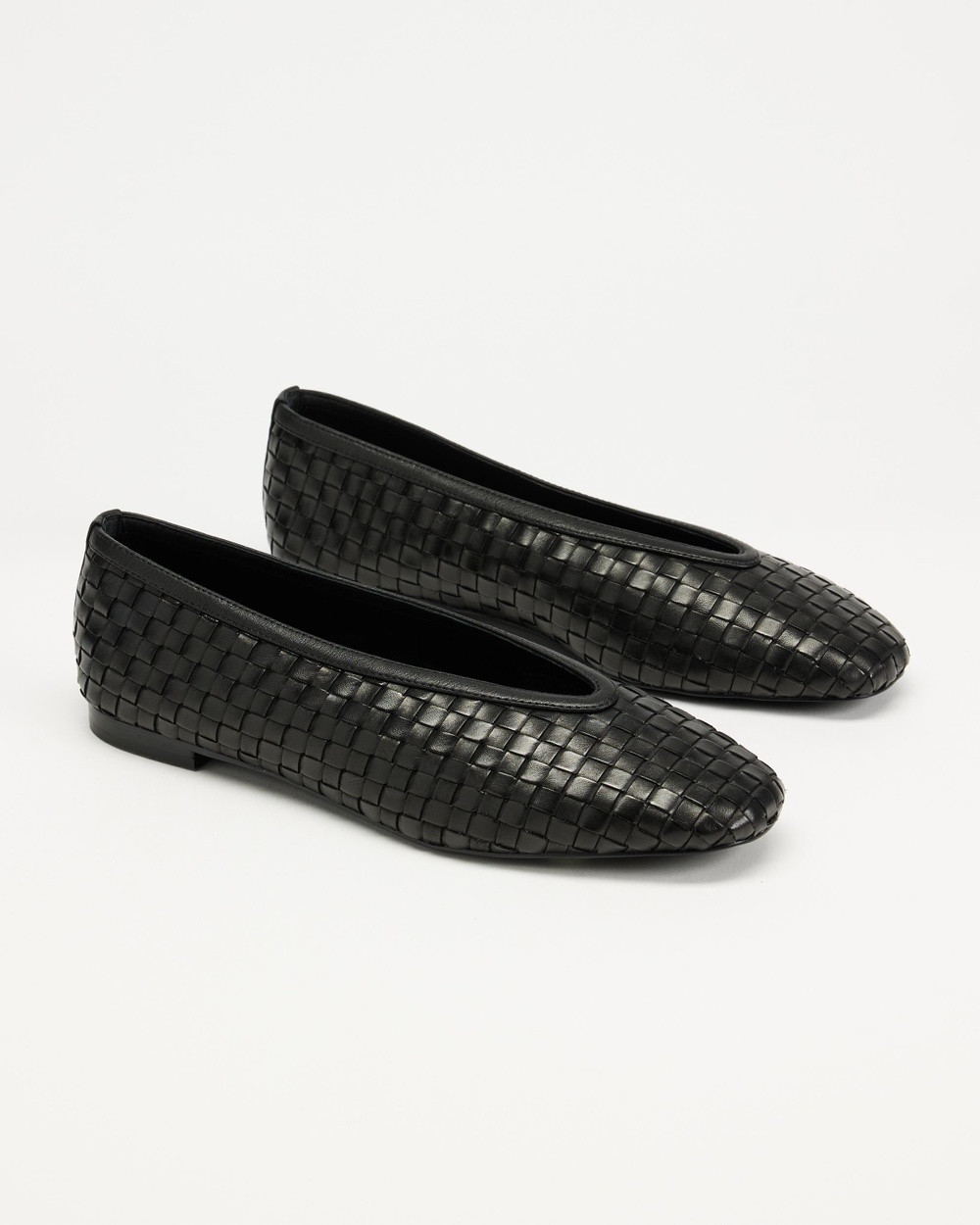 AERE - Woven Leather Ballet Flats - Ballet Flats (Black) Woven Leather Ballet Flats | THE ICONIC (AU & NZ)