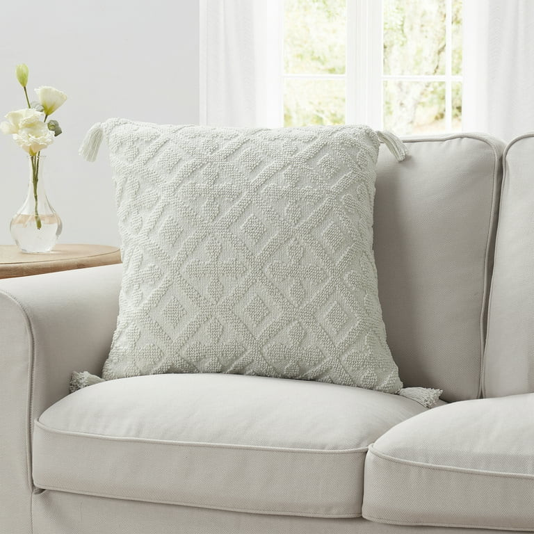 My Texas House Sutton Cotton Tufted Throw Pillow, 20"x20", Coconut Milk | Walmart (US)