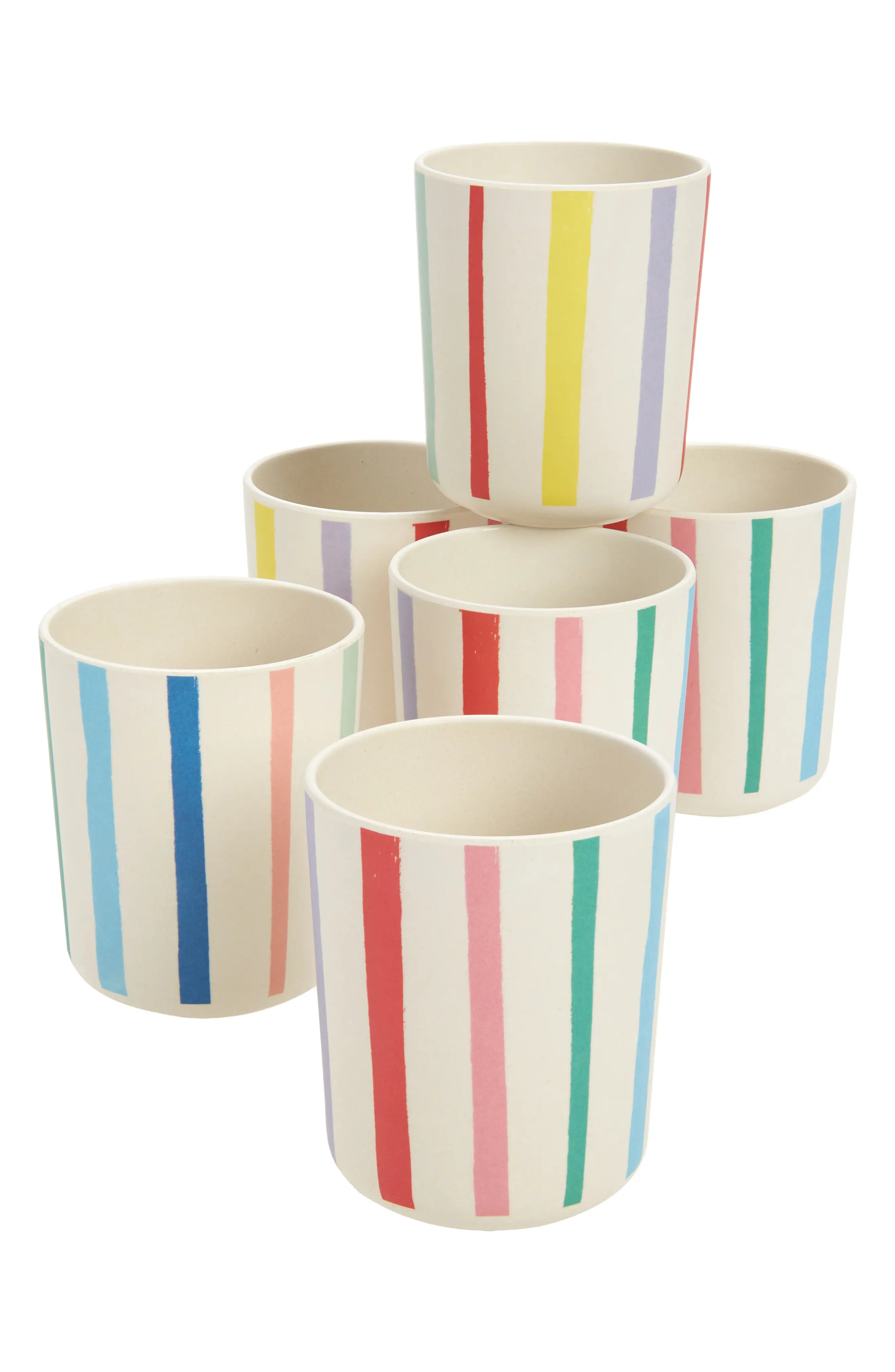 Meri Meri Bright Stripe Set of 6 Reusable Bamboo Party Cups in Bamboo Bright at Nordstrom | Nordstrom