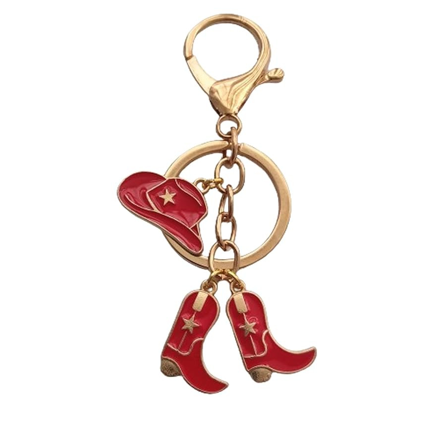 Cute Cowboy Key chain for Woman, Red Color Cowboy Hat and Cowboy Boots Key Ring, Creative Western... | Amazon (US)