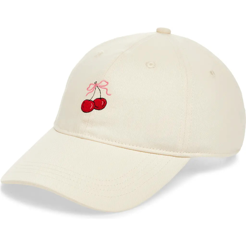 FRASIER STERLING Red Cherry Baseball Cap in Cream at Nordstrom | Nordstrom