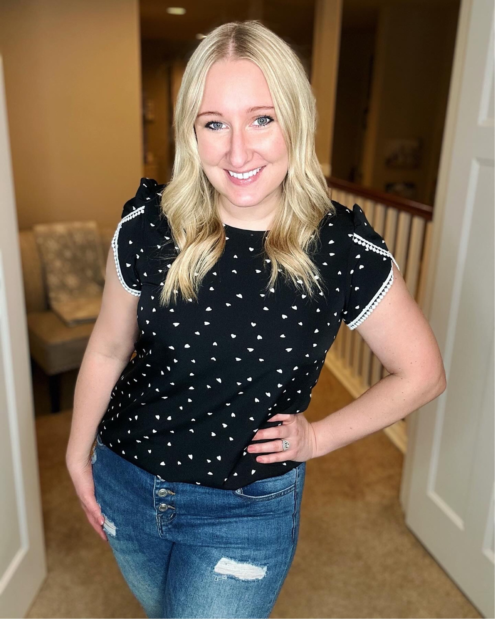 Another Valentine's Day outfit idea! I love this top and it's also perfect with jeans or a skirt! 🩷

#LTKstyletip #LTKfindsunder50 #LTKSeasonal