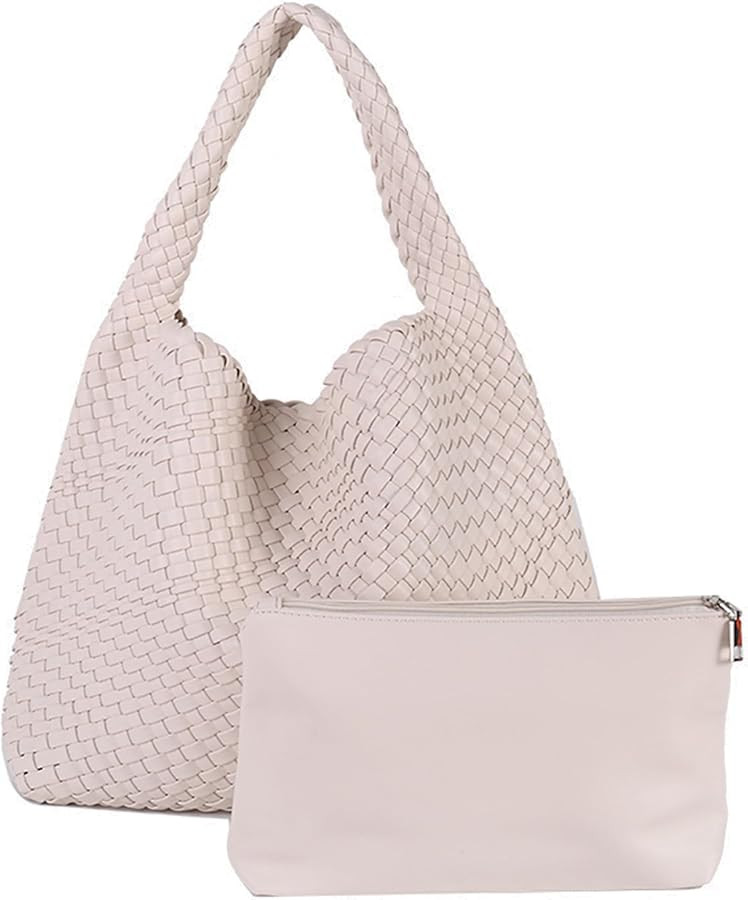 Women Vegan Leather Hand Woven Tote Handbag Large Capacity Shoulder Top-handle Bag All-Match Unde... | Amazon (US)