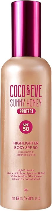 Coco & Eve Body Highlighter SPF 50 \u2013 Shimmer Sunscreen, Broad Spectrum Sun Protection, Light... | Amazon (US)