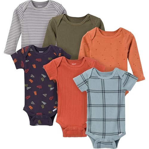 Gerber Unisex Baby Multi-Pack Onesies Bodysuits (Short and Long Sleeve), Blue Plaid, 12 Months | Amazon (US)