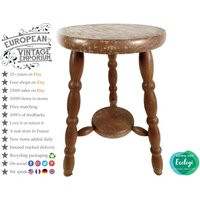 Vintage French Wooden Wood Stool Chair Seat Kitchen Side Table Flower Pot Stand Display Tabouret Cir | Etsy (US)