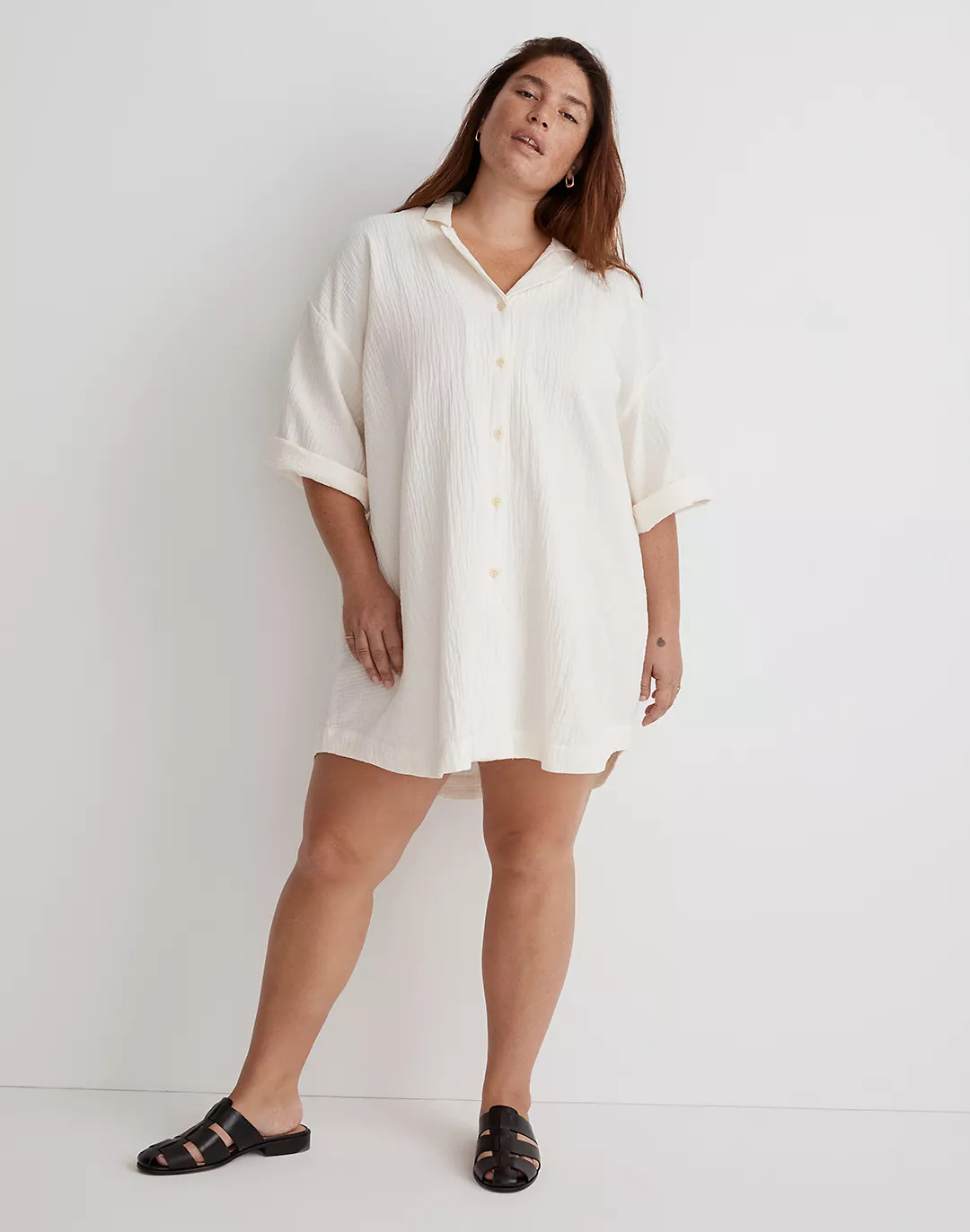Plus Lightspun Cover-Up Mini Shirtdress | Madewell