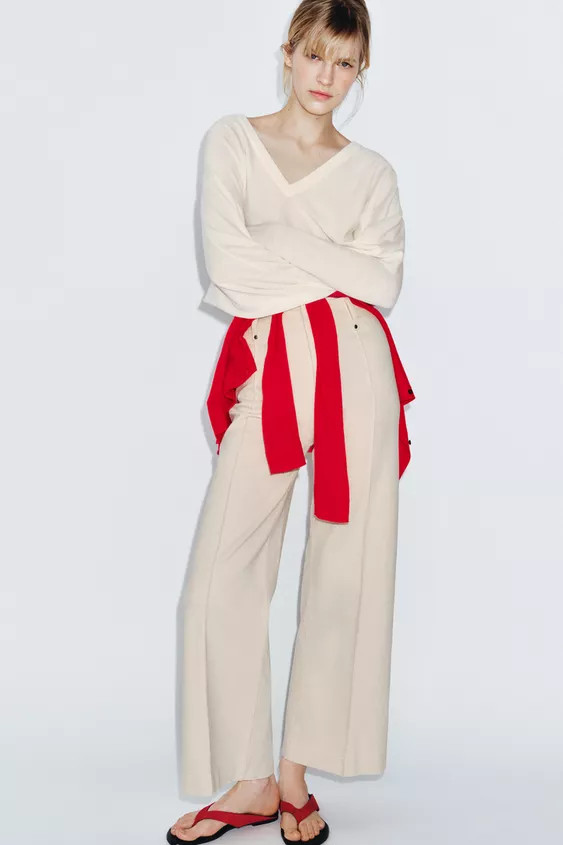 ZW COLLECTION TAILORED HIGH-WAIST WIDE LEG JEANS | Zara US