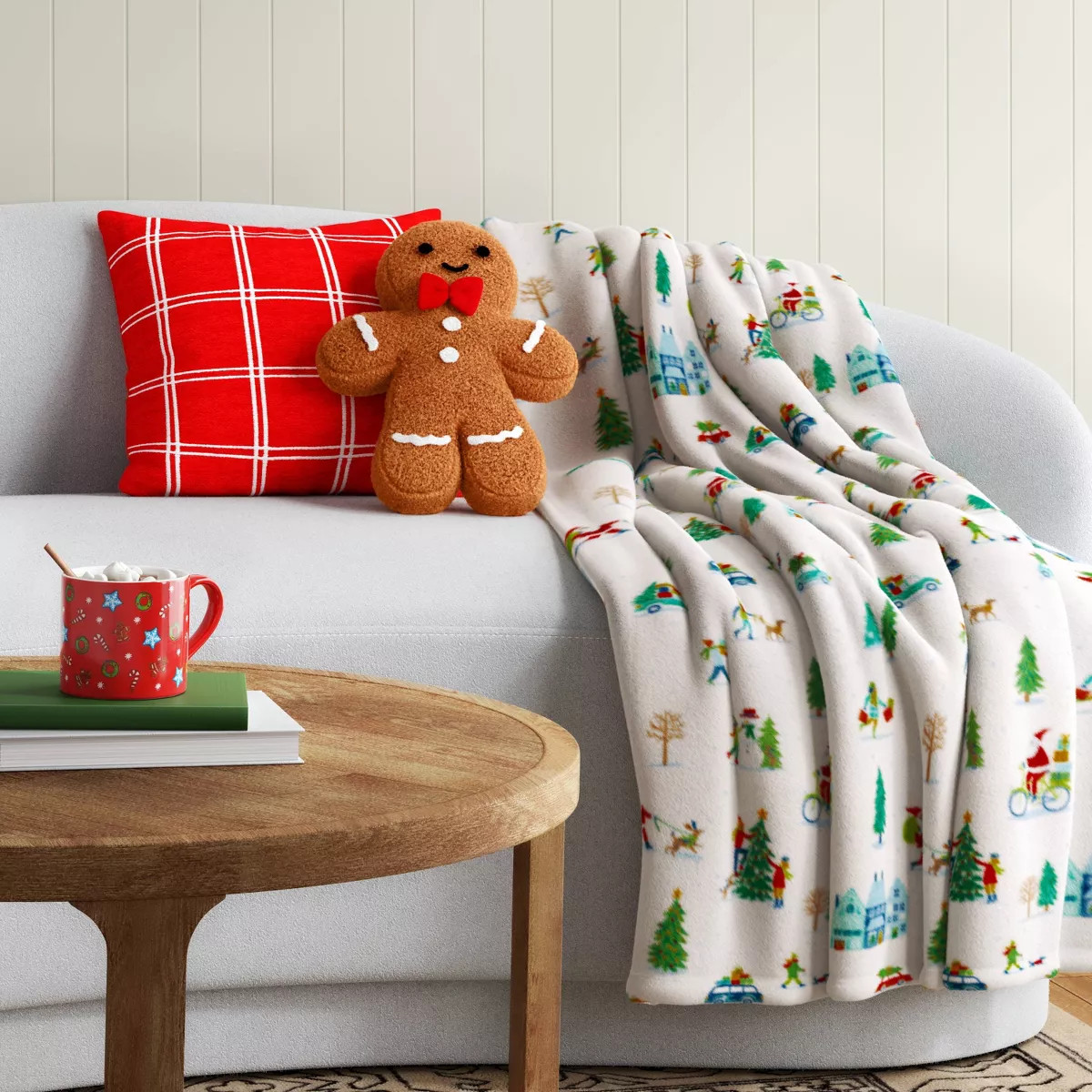 Christmas Shaped Gingerbread Man Faux Shearling Throw Pillow Brown - Wondershop™ | Target