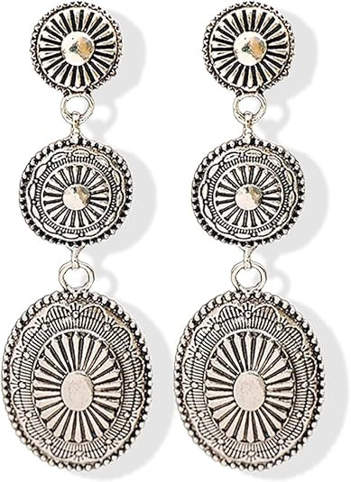 Western Earrings Outfit for Women Oval Silver Earrings Dangle Turquoise Western Jewelry Country C... | Amazon (US)