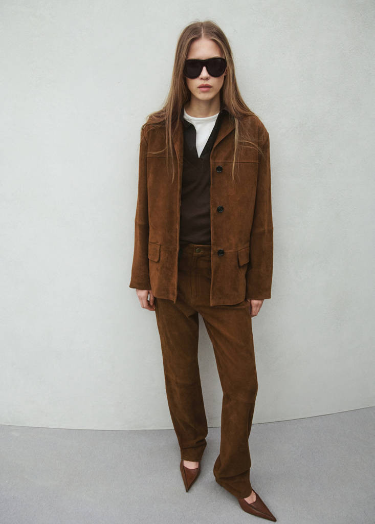 Straight blazer with front stitching tobacco brown - Women - M - MANGO | MANGO (UK)