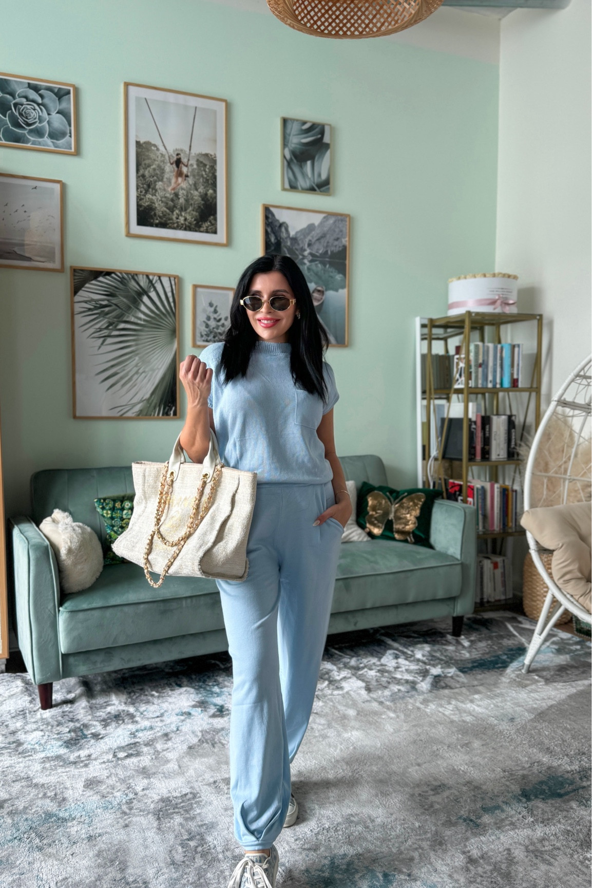 Amazon blue knit matching top and pants loungewear set! So comfy and comes in many colors 🩵 great as a travel outfit too! 

#LTKTravel #LTKFindsUnder50 #LTKStyleTip