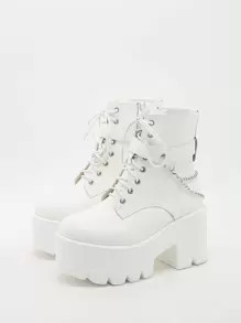 Chain & Studded Decor Lace-up Boots
   SKU: sw2108243126261168      
          (1168 Reviews)
   ... | SHEIN