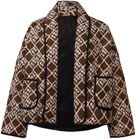 Womens Cropped Quilted Jacket Puffer Lightweight Floral Print Oversized Long Sleeve Packable Down... | Amazon (US)