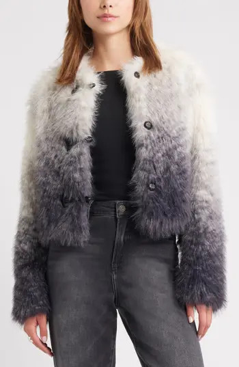 Open Edit Ombré Faux Fur Jacket in Grey Ombre at Nordstrom Rack, Size X-Large | Nordstrom Rack