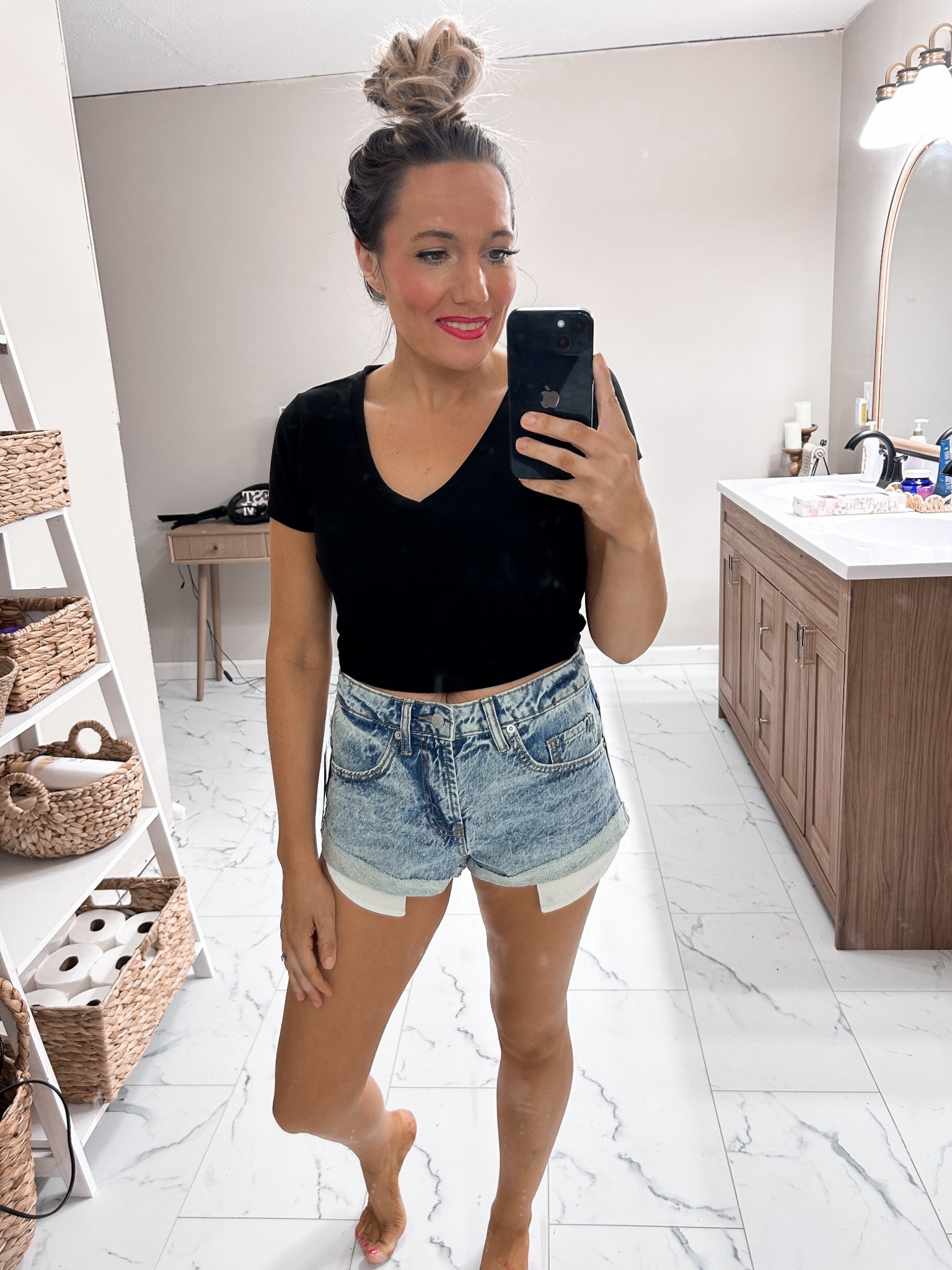If your looking for a cheeky pair of jeans shorts this summer these are for you. The wash is so cute they fit great they just show a lot

#LTKSeasonal #LTKmomlife #LTKPetite