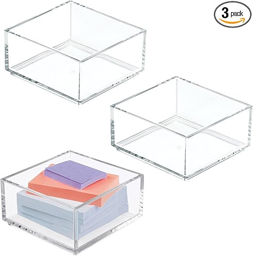 mDesign Plastic Square Desk Organizer - Create Section for Home Office Drawers, Desktop - Holds P... | Amazon (US)