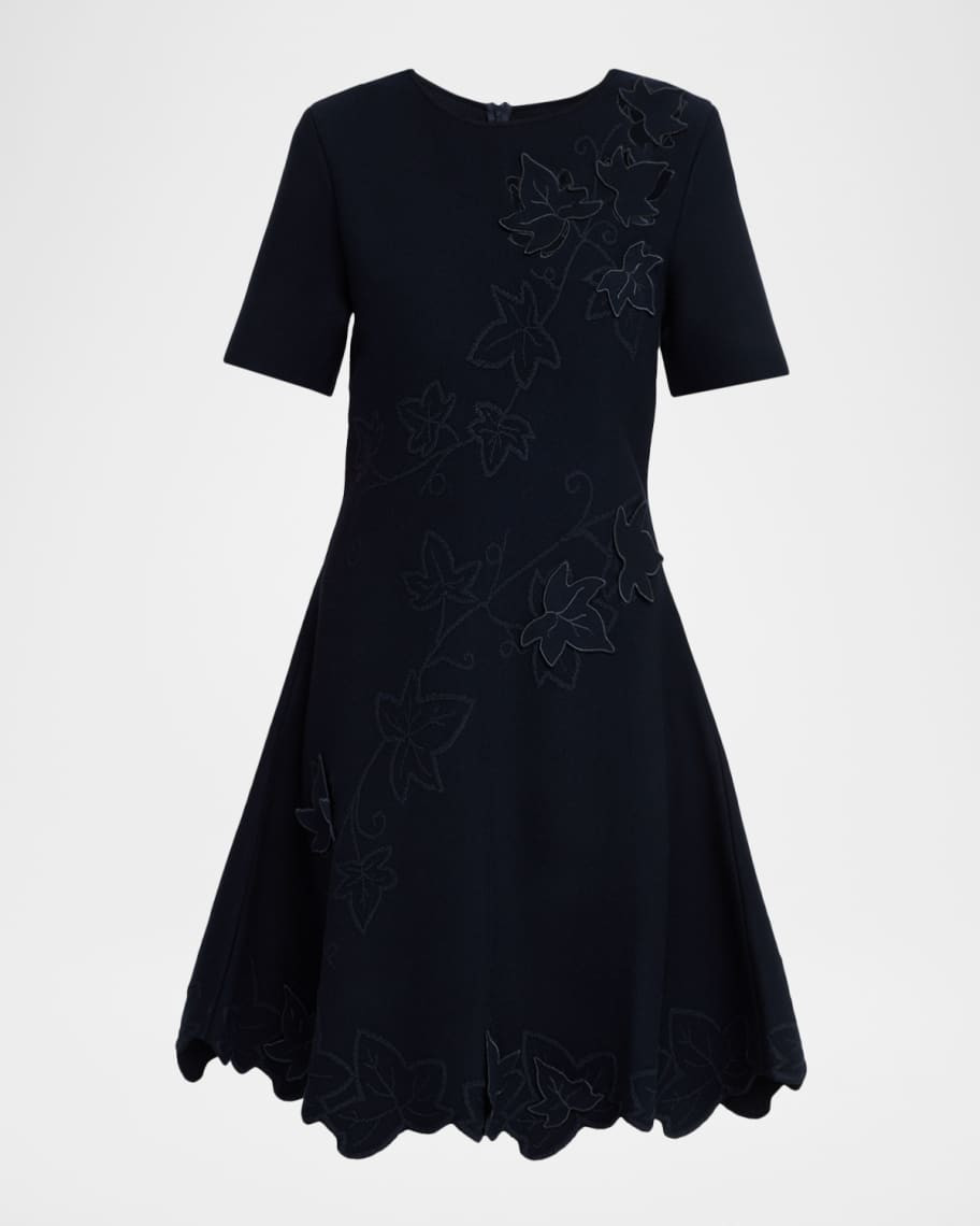 Oscar de la Renta Ivy Cutout Short-Sleeve Knit Dress | Neiman Marcus