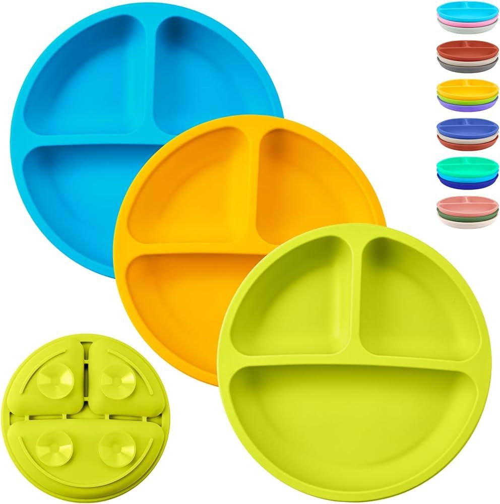 Silicone Suction Plates for Toddler & Baby, Divided Design, Non-Slip Design, BPA Free, Microwave ... | Amazon (US)