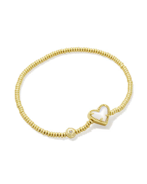 Ari Heart Gold Stretch Bracelet in Ivory Mother-of-Pearl | Kendra Scott
