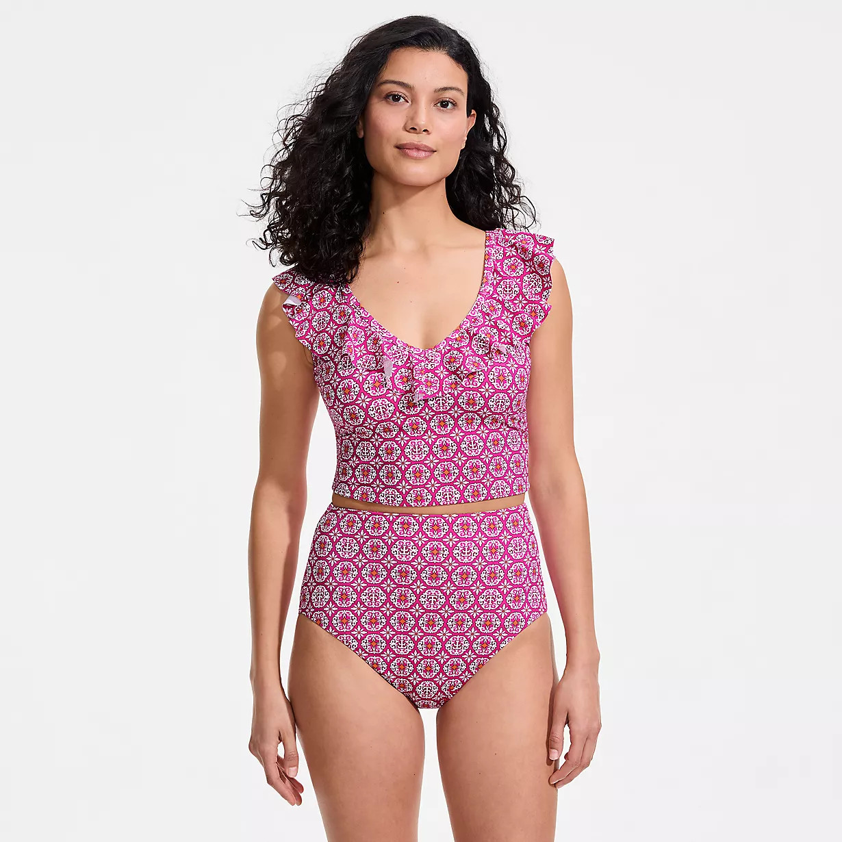 Women's LE x T and T The Tegan Ruffle Midkini Set | Lands' End (US)