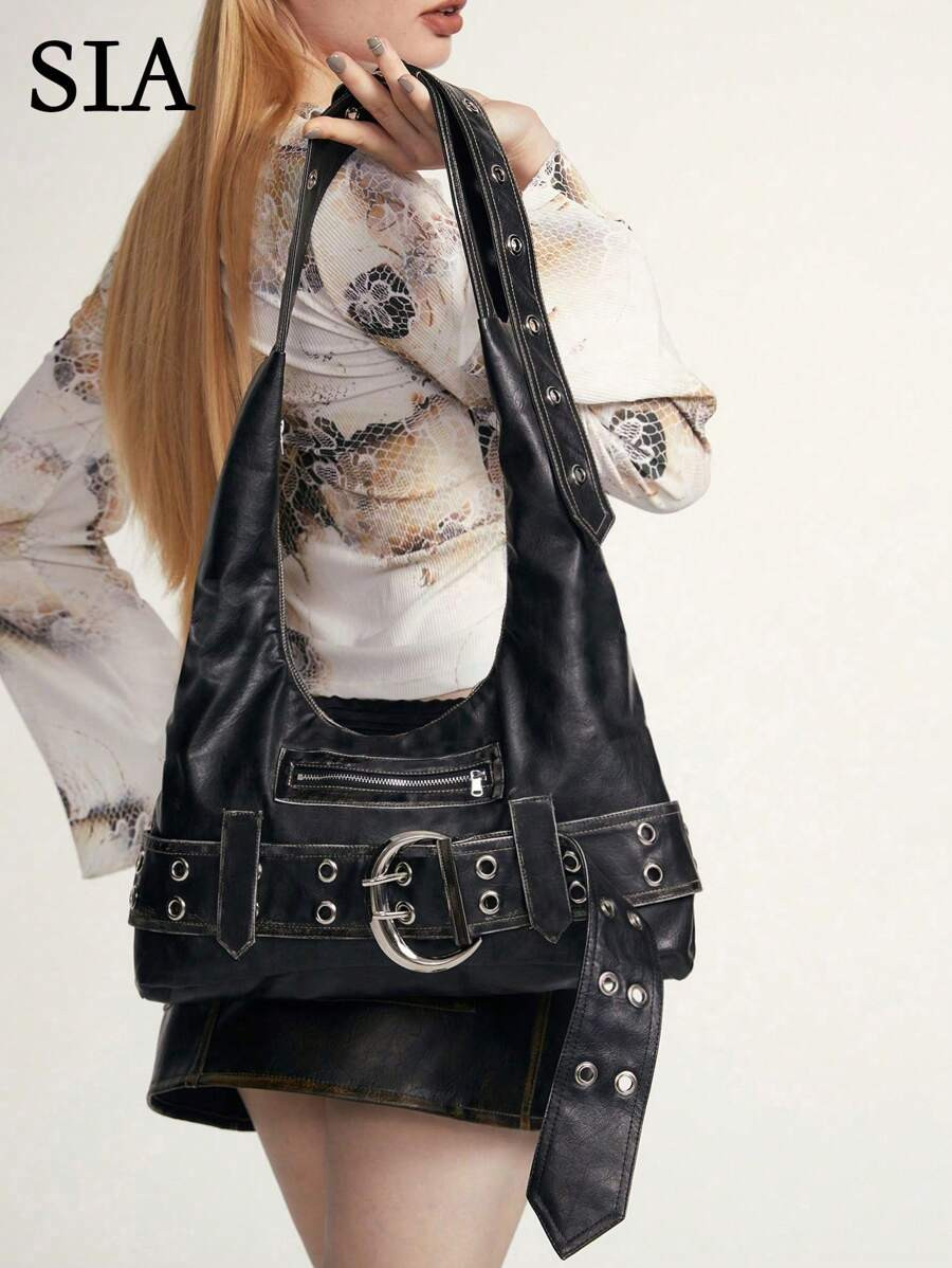 1pc Women's Street Vintage Y2k Motorcycle Western Wasteland Style Mireider Style Faux Leather Mul... | SHEIN