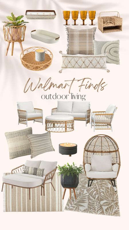 Walmart Finds recently! Such great outdoor living decor, furniture & essentials to kick off our summer! #walmartfinds #walmartoutdoorliving #walmartdecor #walmartpatio #ltkwalmart #betterhomesandgardens  #walmarthome #patiofinds #patiofurniture 