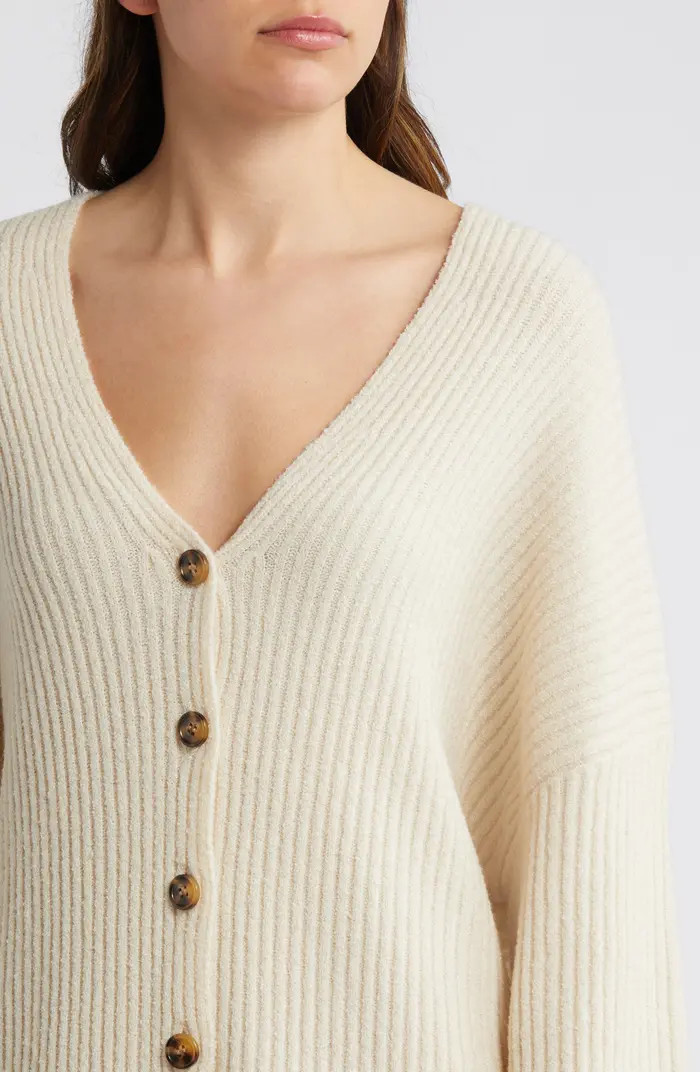 Babysoft Rib Button Front Long Sleeve Sweater Dress | Nordstrom