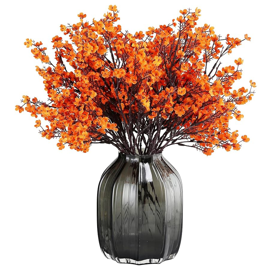 JAKY-Global Babys Breath Orange Silk Artificial Flowers 6 Bundle European Fake Silk Plants Decor ... | Amazon (US)