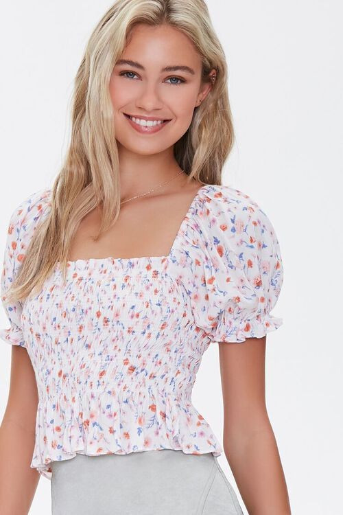 Floral Print Puff-Sleeve Top | Forever 21 (US)
