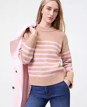 Weekend Collection Striped Crew Neck Sweater | Ann Taylor