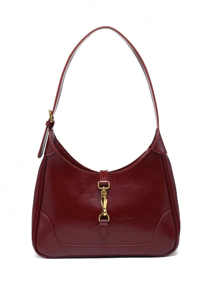 1 Stück vintage, minimalistischer Tasche mit Hakenverschluss Einfarbig, verstellbarer Schultergu... | SHEIN